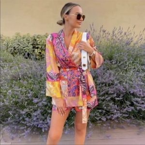 Zara multicolored patchwork kimono